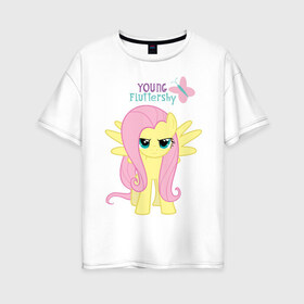 Женская футболка хлопок Oversize с принтом Naughty Fluttershy в Петрозаводске, 100% хлопок | свободный крой, круглый ворот, спущенный рукав, длина до линии бедер
 | fluttershy | naughty | naughty fluttershy | pony | мой маленький пони | пони