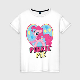 Женская футболка хлопок с принтом Pinkie Pie in my heart в Петрозаводске, 100% хлопок | прямой крой, круглый вырез горловины, длина до линии бедер, слегка спущенное плечо | heart | pinkie | pinkie pie in my heart | pony | детские | мой маленький пони | пони