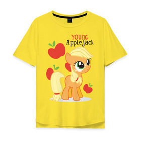 Мужская футболка хлопок Oversize с принтом Young Applejack в Петрозаводске, 100% хлопок | свободный крой, круглый ворот, “спинка” длиннее передней части | 