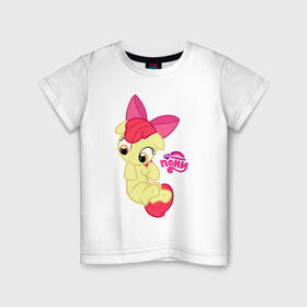 Детская футболка хлопок с принтом Малышка пони в Петрозаводске, 100% хлопок | круглый вырез горловины, полуприлегающий силуэт, длина до линии бедер | детские | детям | для детей | маленькая пони | малышка пони | мой маленький пони | пони