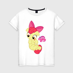 Женская футболка хлопок с принтом Малышка пони в Петрозаводске, 100% хлопок | прямой крой, круглый вырез горловины, длина до линии бедер, слегка спущенное плечо | детские | детям | для детей | маленькая пони | малышка пони | мой маленький пони | пони