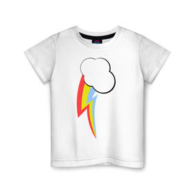 Детская футболка хлопок с принтом Радуга пони в Петрозаводске, 100% хлопок | круглый вырез горловины, полуприлегающий силуэт, длина до линии бедер | Тематика изображения на принте: детские | детям | для детей | мой маленький пони | пони | радуга