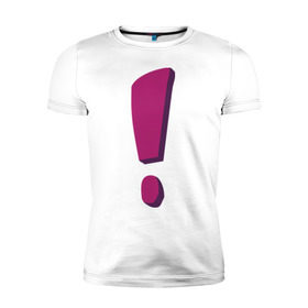 Мужская футболка премиум с принтом Фиолетовый ответ в Петрозаводске, 92% хлопок, 8% лайкра | приталенный силуэт, круглый вырез ворота, длина до линии бедра, короткий рукав | восклицание | восклицательный знак | знак препинания | знаки препинания