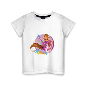 Детская футболка хлопок с принтом WinX - Флора в Петрозаводске, 100% хлопок | круглый вырез горловины, полуприлегающий силуэт, длина до линии бедер | win x | winx | винкс | детские | детям | для детей | феи | флора