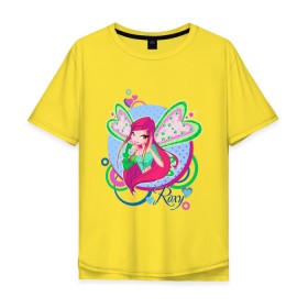 Мужская футболка хлопок Oversize с принтом WinX - Рокси в Петрозаводске, 100% хлопок | свободный крой, круглый ворот, “спинка” длиннее передней части | roxy | win x | winx | винкс | детские | детям | для детей | рокси | феи