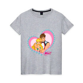 Женская футболка хлопок с принтом WinX Love- Стелла в Петрозаводске, 100% хлопок | прямой крой, круглый вырез горловины, длина до линии бедер, слегка спущенное плечо | win x | winx | винкс | детские | детям | для детей | феи стелла