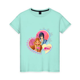 Женская футболка хлопок с принтом WinX Love- Флора в Петрозаводске, 100% хлопок | прямой крой, круглый вырез горловины, длина до линии бедер, слегка спущенное плечо | 
