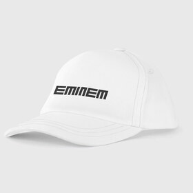 Детская бейсболка с принтом Eminem black logo в Петрозаводске, 100% хлопок | классический козырек, металлическая застежка-регулятор размера | Тематика изображения на принте: хип хоп