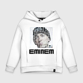 Детское худи Oversize хлопок с принтом Eminem grey в Петрозаводске, френч-терри — 70% хлопок, 30% полиэстер. Мягкий теплый начес внутри —100% хлопок | боковые карманы, эластичные манжеты и нижняя кромка, капюшон на магнитной кнопке | хип хоп