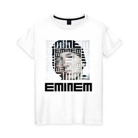 Женская футболка хлопок с принтом Eminem grey в Петрозаводске, 100% хлопок | прямой крой, круглый вырез горловины, длина до линии бедер, слегка спущенное плечо | хип хоп