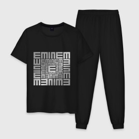 Мужская пижама хлопок с принтом Emineminem silver в Петрозаводске, 100% хлопок | брюки и футболка прямого кроя, без карманов, на брюках мягкая резинка на поясе и по низу штанин
 | хип хоп