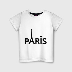 Детская футболка хлопок с принтом Paris logo в Петрозаводске, 100% хлопок | круглый вырез горловины, полуприлегающий силуэт, длина до линии бедер | Тематика изображения на принте: paris | париж | парис | туристические | франция | эйфелева башня