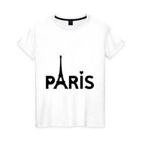 Женская футболка хлопок с принтом Paris logo в Петрозаводске, 100% хлопок | прямой крой, круглый вырез горловины, длина до линии бедер, слегка спущенное плечо | paris | париж | парис | туристические | франция | эйфелева башня
