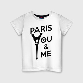 Детская футболка хлопок с принтом Paris. You and me в Петрозаводске, 100% хлопок | круглый вырез горловины, полуприлегающий силуэт, длина до линии бедер | 