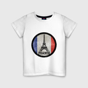 Детская футболка хлопок с принтом Logo France в Петрозаводске, 100% хлопок | круглый вырез горловины, полуприлегающий силуэт, длина до линии бедер | france | флаг франций | франция | эйфелева башня