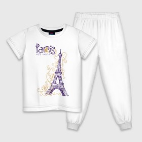 Детская пижама хлопок с принтом Paris mon amour в Петрозаводске, 100% хлопок |  брюки и футболка прямого кроя, без карманов, на брюках мягкая резинка на поясе и по низу штанин
 | Тематика изображения на принте: paris | paris mon amour | париж | париж любовь моя