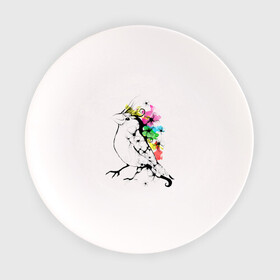 Тарелка с принтом Birdie в Петрозаводске, фарфор | диаметр - 210 мм
диаметр для нанесения принта - 120 мм | 8 марта | подарок | птица | птичка | разноцветные | цветы