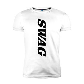 Мужская футболка премиум с принтом Swag вертикаль в Петрозаводске, 92% хлопок, 8% лайкра | приталенный силуэт, круглый вырез ворота, длина до линии бедра, короткий рукав | 