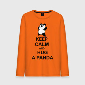 Мужской лонгслив хлопок с принтом keep calm and hug a panda в Петрозаводске, 100% хлопок |  | Тематика изображения на принте: панда