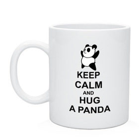 Кружка с принтом keep calm and hug a panda в Петрозаводске, керамика | объем — 330 мл, диаметр — 80 мм. Принт наносится на бока кружки, можно сделать два разных изображения | Тематика изображения на принте: панда