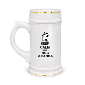 Кружка пивная с принтом keep calm and hug a panda в Петрозаводске,  керамика (Материал выдерживает высокую температуру, стоит избегать резкого перепада температур) |  объем 630 мл | Тематика изображения на принте: панда