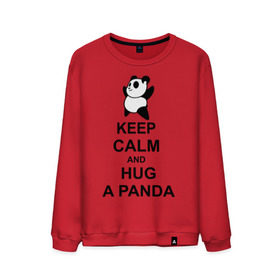 Мужской свитшот хлопок с принтом keep calm and hug a panda в Петрозаводске, 100% хлопок |  | Тематика изображения на принте: панда