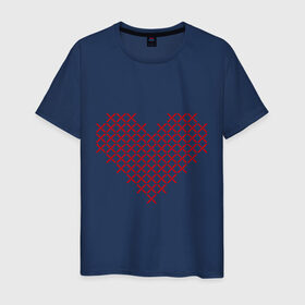 Мужская футболка хлопок с принтом Сердце, вышивка крестиком в Петрозаводске, 100% хлопок | прямой крой, круглый вырез горловины, длина до линии бедер, слегка спущенное плечо. | любовь | отношения | рисунок | сердечко