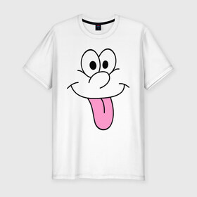 Мужская футболка премиум с принтом Балдею от всего в Петрозаводске, 92% хлопок, 8% лайкра | приталенный силуэт, круглый вырез ворота, длина до линии бедра, короткий рукав | позитив | рожа | рожица | смайл | смайлик | улыбка | улыбочка | язык