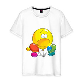 Мужская футболка хлопок с принтом Воздушные шары. в Петрозаводске, 100% хлопок | прямой крой, круглый вырез горловины, длина до линии бедер, слегка спущенное плечо. | для беременных | для будущих мам | ждем ребенка | карапуз | малыш | ребенок | шарики