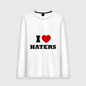 Мужской лонгслив хлопок с принтом I Love Haters в Петрозаводске, 100% хлопок |  | Тематика изображения на принте: я люблю хейтеров