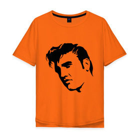 Мужская футболка хлопок Oversize с принтом Элвис Пресли. (Elvis Presley) в Петрозаводске, 100% хлопок | свободный крой, круглый ворот, “спинка” длиннее передней части | Тематика изображения на принте: rocknroll | лицо | музыка | певец | ретро | рок н ролл