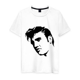Мужская футболка хлопок с принтом Элвис Пресли. (Elvis Presley) в Петрозаводске, 100% хлопок | прямой крой, круглый вырез горловины, длина до линии бедер, слегка спущенное плечо. | rocknroll | лицо | музыка | певец | ретро | рок н ролл
