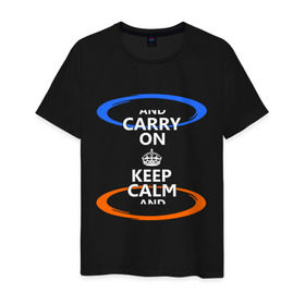 Мужская футболка хлопок с принтом Keep calm... (portal) в Петрозаводске, 100% хлопок | прямой крой, круглый вырез горловины, длина до линии бедер, слегка спущенное плечо. | keep calm | keep calm porta | сохраняйте спокойствиеl