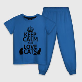 Детская пижама хлопок с принтом Keep calm and love cats. в Петрозаводске, 100% хлопок |  брюки и футболка прямого кроя, без карманов, на брюках мягкая резинка на поясе и по низу штанин
 | keep calm | keep calm and love cats | сохраняйте спокойствие