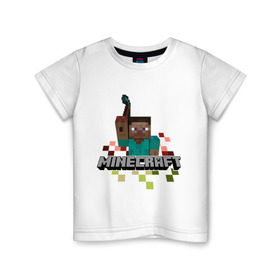 Детская футболка хлопок с принтом Шахтёр minecraft в Петрозаводске, 100% хлопок | круглый вырез горловины, полуприлегающий силуэт, длина до линии бедер | boom | minecraft | игры | компьютерные игры | майнкрафт