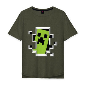 Мужская футболка хлопок Oversize с принтом Crash Minecraft в Петрозаводске, 100% хлопок | свободный крой, круглый ворот, “спинка” длиннее передней части | Тематика изображения на принте: boom | media | minecraft | игры | компьютерные игры | майнкрафт