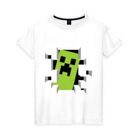 Женская футболка хлопок с принтом Crash Minecraft в Петрозаводске, 100% хлопок | прямой крой, круглый вырез горловины, длина до линии бедер, слегка спущенное плечо | boom | media | minecraft | игры | компьютерные игры | майнкрафт