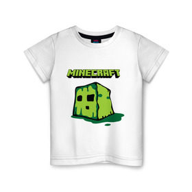 Детская футболка хлопок с принтом Creeper в Петрозаводске, 100% хлопок | круглый вырез горловины, полуприлегающий силуэт, длина до линии бедер | boom | minecraft | игры | компьютерные игры | майнкрафт