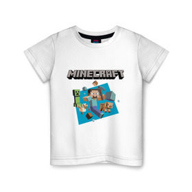 Детская футболка хлопок с принтом Heroes of Minecraft в Петрозаводске, 100% хлопок | круглый вырез горловины, полуприлегающий силуэт, длина до линии бедер | Тематика изображения на принте: boom | minecraft | игры | компьютерные игры | майнкрафт