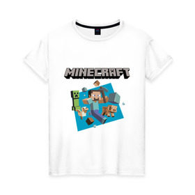 Женская футболка хлопок с принтом Heroes of Minecraft в Петрозаводске, 100% хлопок | прямой крой, круглый вырез горловины, длина до линии бедер, слегка спущенное плечо | boom | minecraft | игры | компьютерные игры | майнкрафт