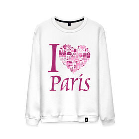 Мужской свитшот хлопок с принтом люблю Париж в Петрозаводске, 100% хлопок |  | Тематика изображения на принте: i love paris | i paris | люблю париж | я люблю париж