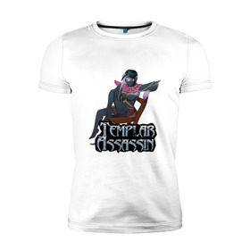 Мужская футболка премиум с принтом Templar assassin в Петрозаводске, 92% хлопок, 8% лайкра | приталенный силуэт, круглый вырез ворота, длина до линии бедра, короткий рукав | dota | dota 2 | дота | дота 2 | компьютерные игры | персонаж доты