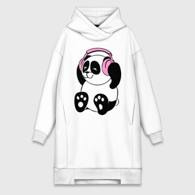 Платье-худи хлопок с принтом Panda in headphones (панда в наушниках) в Петрозаводске,  |  | панда