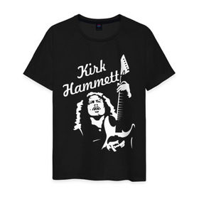 Мужская футболка хлопок с принтом Kirk Hammett (Metallica) в Петрозаводске, 100% хлопок | прямой крой, круглый вырез горловины, длина до линии бедер, слегка спущенное плечо. | металлика