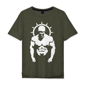 Мужская футболка хлопок Oversize с принтом Железный спорт в Петрозаводске, 100% хлопок | свободный крой, круглый ворот, “спинка” длиннее передней части | power | sport | качок | мускулы | сила | спорт | спортсмен
