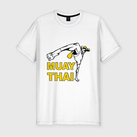 Мужская футболка премиум с принтом Muay thai (Тайский бокс) в Петрозаводске, 92% хлопок, 8% лайкра | приталенный силуэт, круглый вырез ворота, длина до линии бедра, короткий рукав | муай тай