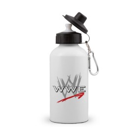 Бутылка спортивная с принтом WWE - горизонталь в Петрозаводске, металл | емкость — 500 мл, в комплекте две пластиковые крышки и карабин для крепления | wrestling | wwe | бои без правил | реслинг | рестлинг | спорт
