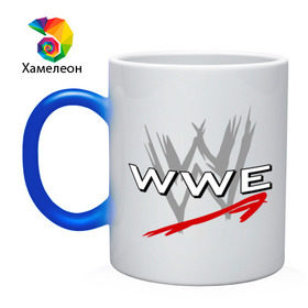Кружка хамелеон с принтом WWE - горизонталь в Петрозаводске, керамика | меняет цвет при нагревании, емкость 330 мл | wrestling | wwe | бои без правил | реслинг | рестлинг | спорт