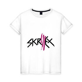 Женская футболка хлопок с принтом Skrillex logo в Петрозаводске, 100% хлопок | прямой крой, круглый вырез горловины, длина до линии бедер, слегка спущенное плечо | dub step | dubstep | skrilex | skrillex | даб степ | дабстеп | ди джей | диджей | музыка | скриллекс