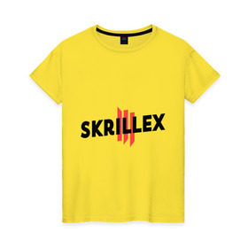 Женская футболка хлопок с принтом Skrillex logo 2 в Петрозаводске, 100% хлопок | прямой крой, круглый вырез горловины, длина до линии бедер, слегка спущенное плечо | dub step | dubstep | skrilex | skrillex | даб степ | дабстеп | ди джей | диджей | музыка | скриллекс